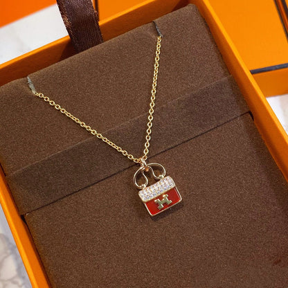 [BLUE TEARS]CONSTANCE RED PEDANT PINK GOLD NECKLACE