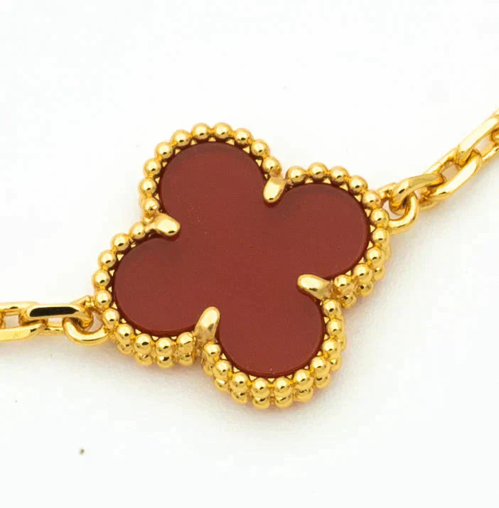 [BLUE TEARS]CLOVER  5 MOTIFS CARNELIAN GOLD BRACELET