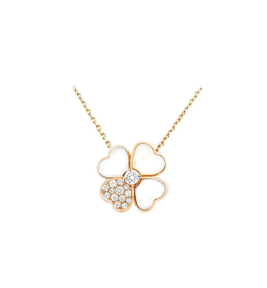 [BLUE TEARS]CLOVER MOP DIAMOND ROSE GOLD NECKLACE
