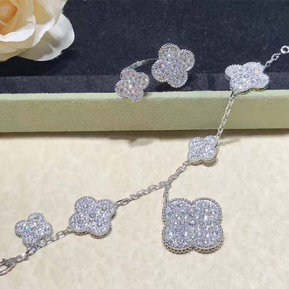 [BLUE TEARS]CLOVER 6 MOTIFS SILVER DIAMOND BRACELET