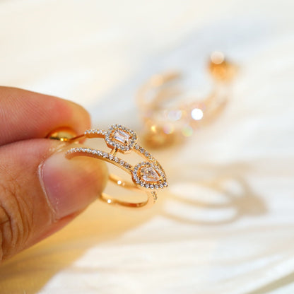 [Blue Tears Jewelry]CREOLES MY TWIN 2 RANGS SILVER DIAMOND EARRINGS