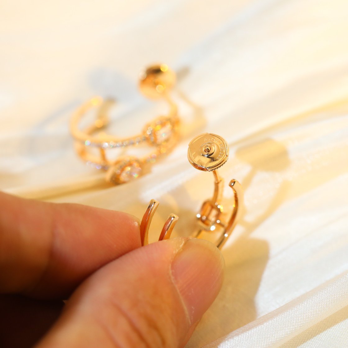 [Blue Tears Jewelry]CREOLES MY TWIN 2 RANGS SILVER DIAMOND EARRINGS