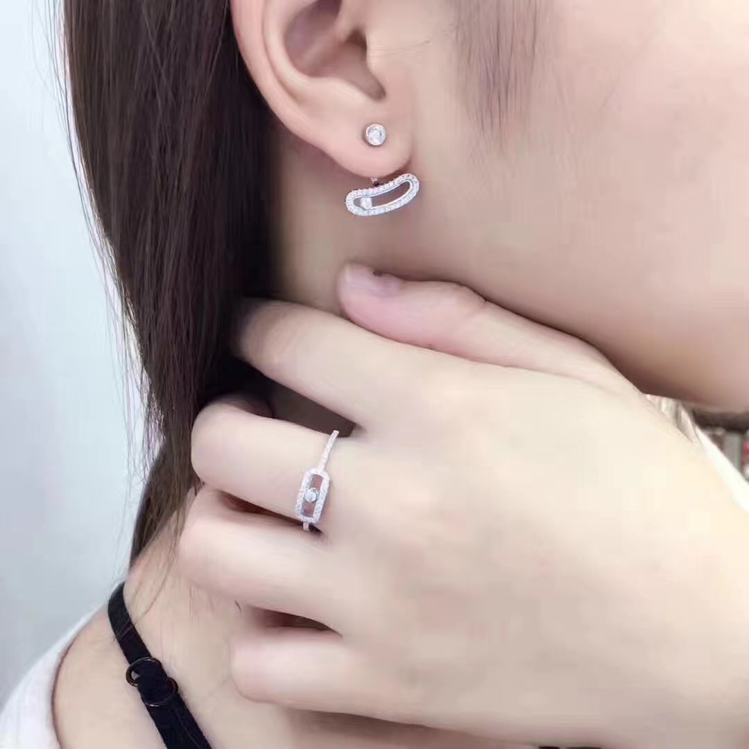 [Blue Tears Jewelry]MOVE UNO SILVER DIAMOND EARRINGS