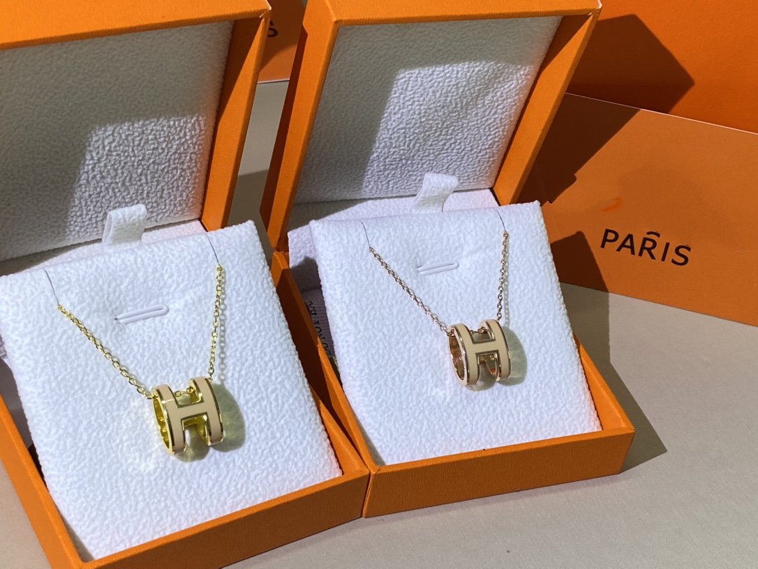 [BLAUE TRÄNEN]HM CLIC GELBE EMAILLE GOLD HALSKETTE