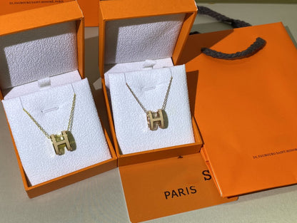 [BLAUE TRÄNEN]HM CLIC GELBE EMAILLE GOLD HALSKETTE