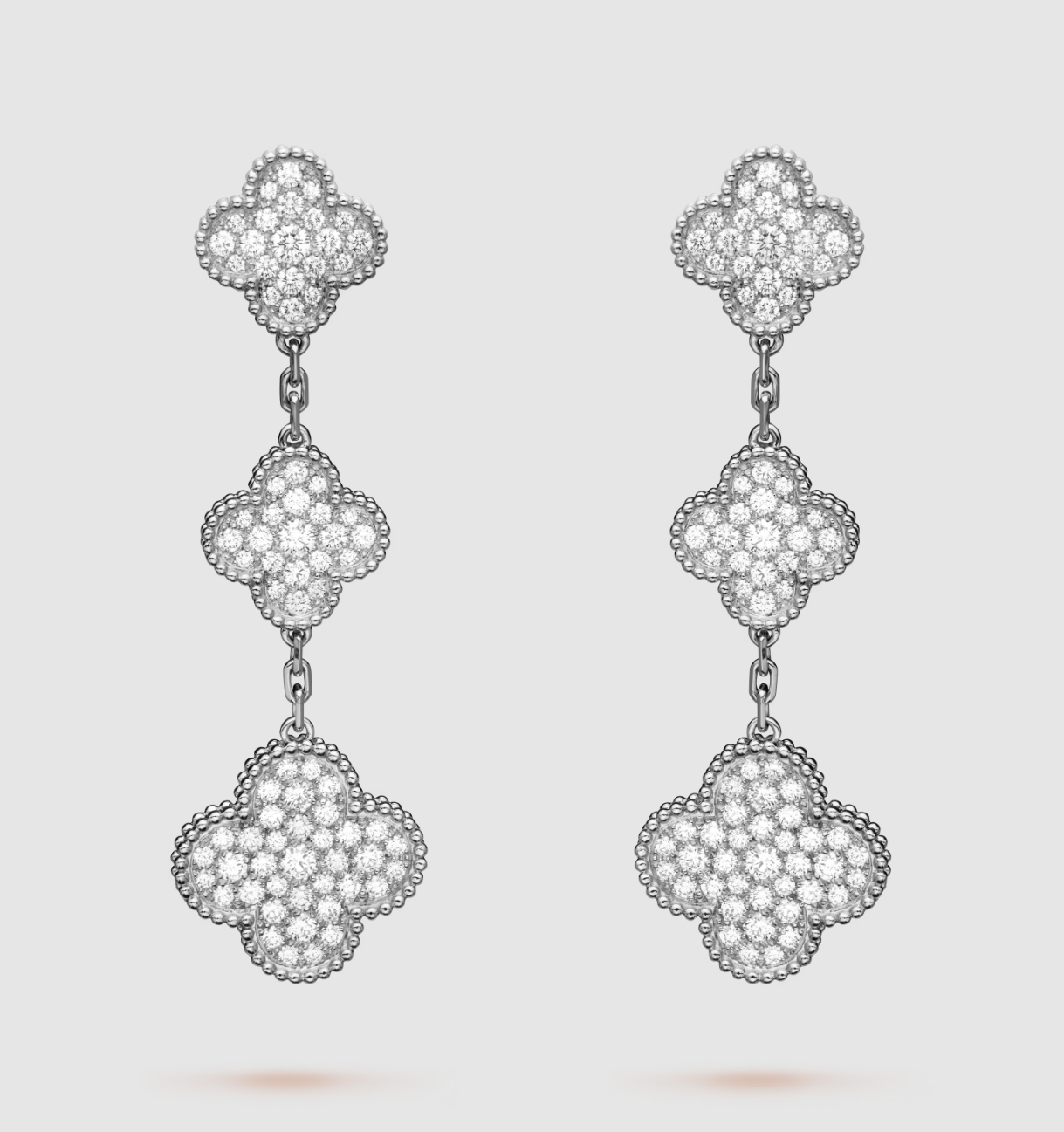 [BLUE TEARS]CLOVER 3 MOTIF DIAMOND SILVER DROP EARRINGS