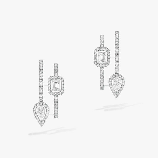 [Blue Tears Jewelry]CREOLES MY TWIN 2 RANGS SILVER DIAMOND EARRINGS