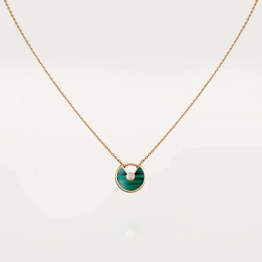 [BLUE TEARS]AMULETTE ROSE GOLD MALACHITE NECKLACE