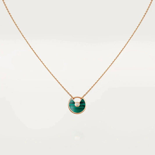 [BLUE TEARS]AMULETTE ROSE GOLD MALACHITE NECKLACE