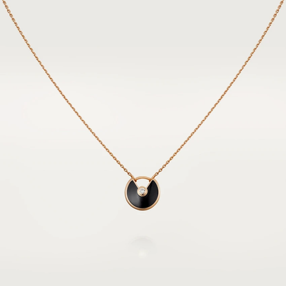 [BLUE TEARS]AMULETTE ROSE GOLD ONYX NECKLACE