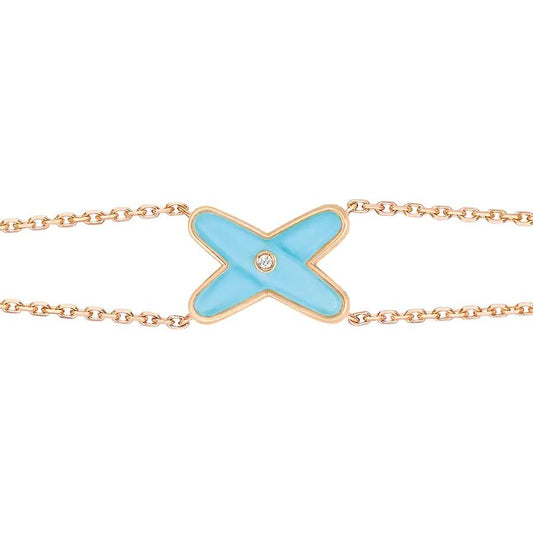 [BLUE TEARS]JEUX BRACELET TURQUOISE PINK GOLD 1 DIAMOND