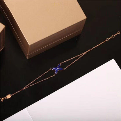 [BLUE TEARS]Hollow Design Four-Leaf Clover Flower Shape  Bracelet