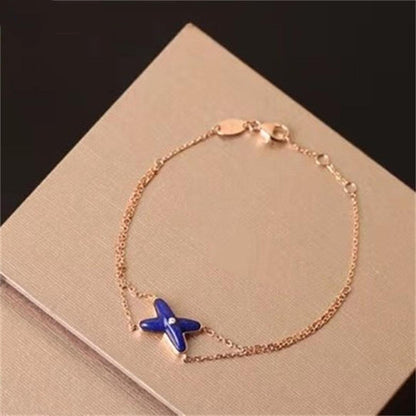 [BLUE TEARS]Hollow Design Four-Leaf Clover Flower Shape  Bracelet