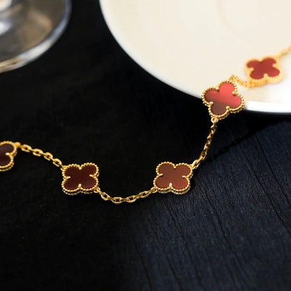 [BLUE TEARS]CLOVER 5 MOTIFS RED AGATE  BRACELET