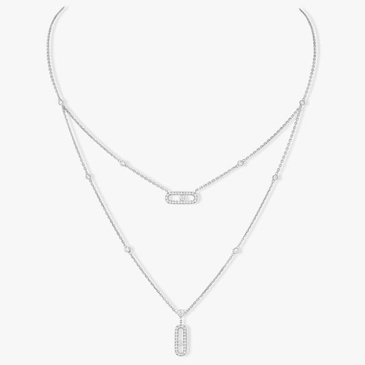 [Blue Tears Jewelry]MOVE 2 ROW DIAMOND NECKLACE