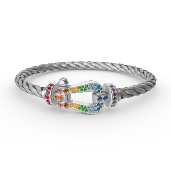 [BLUE TEARS]FORC LARGE HORSESHOE  COLORED DIAMOND BRACELET SILVER