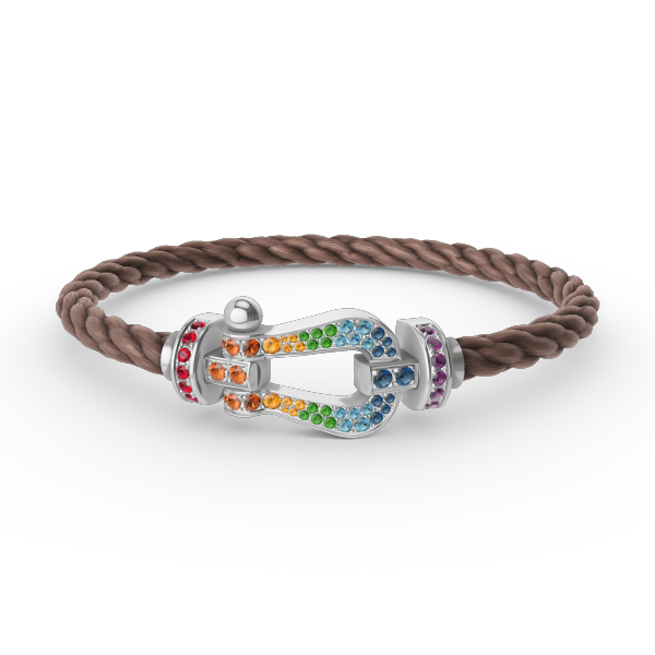 [BLUE TEARS]FORC LARGE HORSESHOE  COLORED DIAMOND BRACELET SILVER