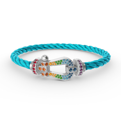[BLUE TEARS]FORC LARGE HORSESHOE  COLORED DIAMOND BRACELET SILVER