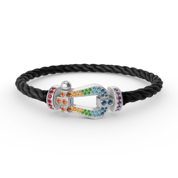 [BLUE TEARS]FORC LARGE HORSESHOE  COLORED DIAMOND BRACELET SILVER