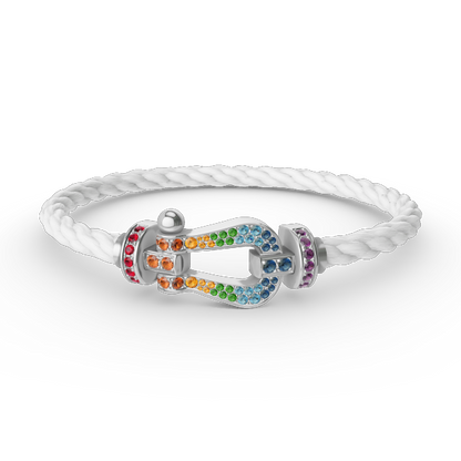 [BLUE TEARS]FORC LARGE HORSESHOE  COLORED DIAMOND BRACELET SILVER