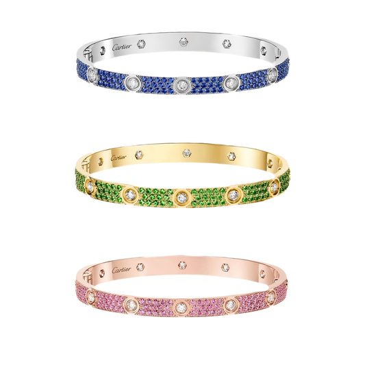 [Blue Tears Jewelry]2026 PAVE GEMSTONE LOVE BRACELET 6.1MM 10 DIAMONDS