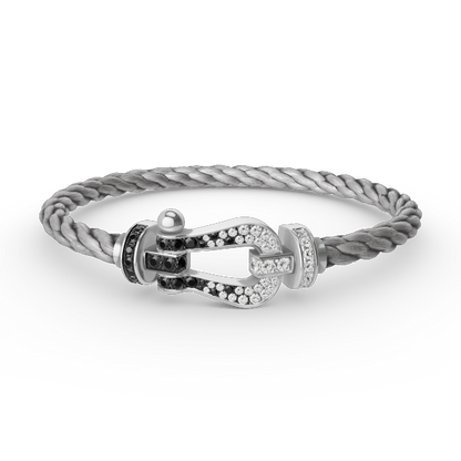 [BLUE TEARS]FORCE LARGE HORSESHOE BLACK WHITE DIAMOND BRACELET SILVER