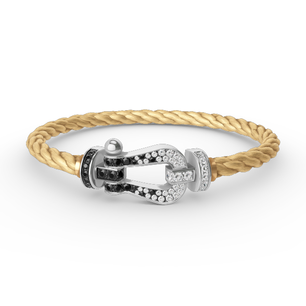 [BLUE TEARS]FORCE LARGE HORSESHOE BLACK WHITE DIAMOND BRACELET SILVER