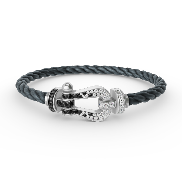 [BLUE TEARS]FORCE LARGE HORSESHOE BLACK WHITE DIAMOND BRACELET SILVER