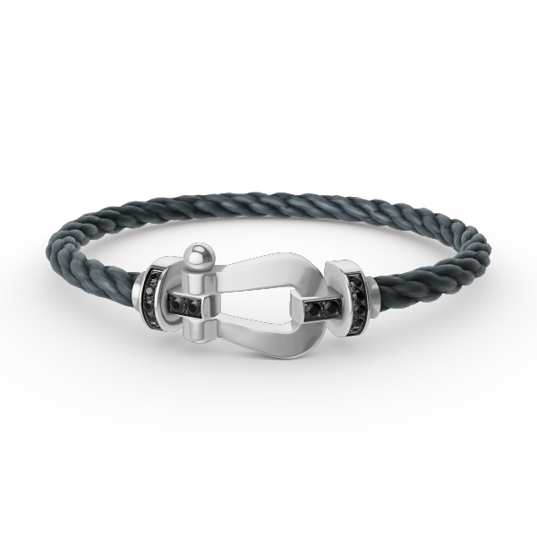 [BLUE TEARS]FORCE LARGE HORSESHOE BLACK DIAMOND BRACELET SILVER