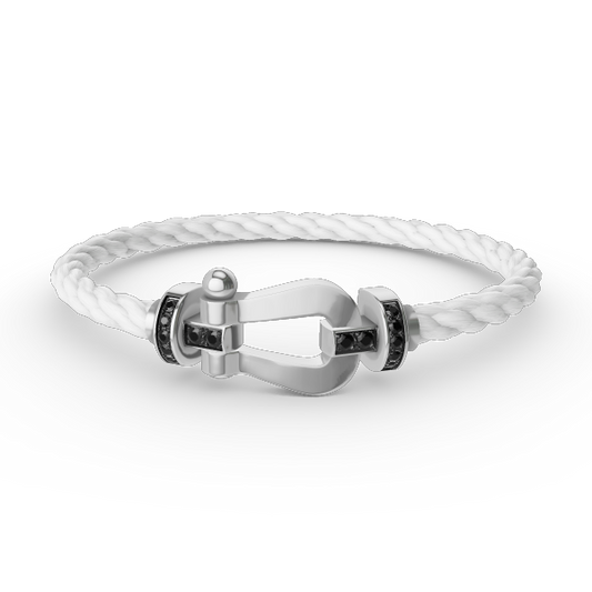 [BLUE TEARS]FORCE LARGE HORSESHOE BLACK DIAMOND BRACELET SILVER