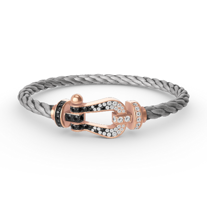 [BLUE TEARS]FORCE LARGE HORSESHOE BLACK WHITE DIAMOND BRACELET ROSE GOLD