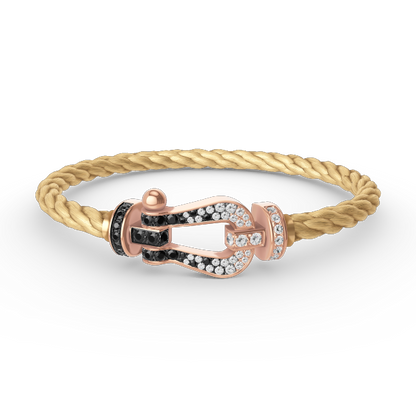 [BLUE TEARS]FORCE LARGE HORSESHOE BLACK WHITE DIAMOND BRACELET ROSE GOLD