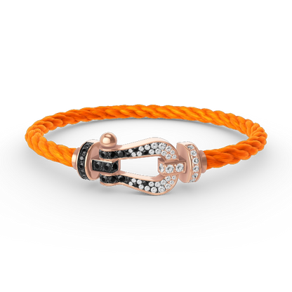 [BLUE TEARS]FORCE LARGE HORSESHOE BLACK WHITE DIAMOND BRACELET ROSE GOLD