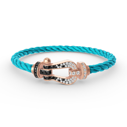 [BLUE TEARS]FORCE LARGE HORSESHOE BLACK WHITE DIAMOND BRACELET ROSE GOLD