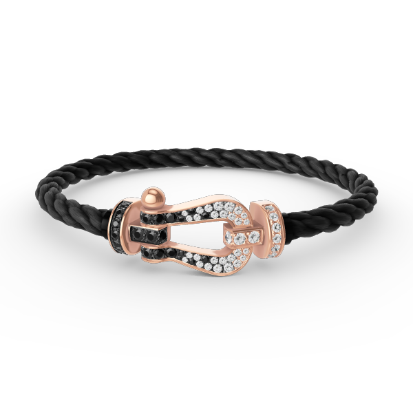 [BLUE TEARS]FORCE LARGE HORSESHOE BLACK WHITE DIAMOND BRACELET ROSE GOLD
