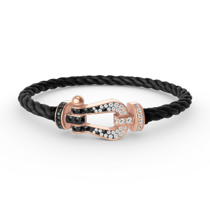 [BLUE TEARS]FORCE LARGE HORSESHOE BLACK WHITE DIAMOND BRACELET ROSE GOLD