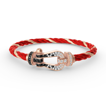 [BLUE TEARS]FORCE LARGE HORSESHOE BLACK WHITE DIAMOND BRACELET ROSE GOLD