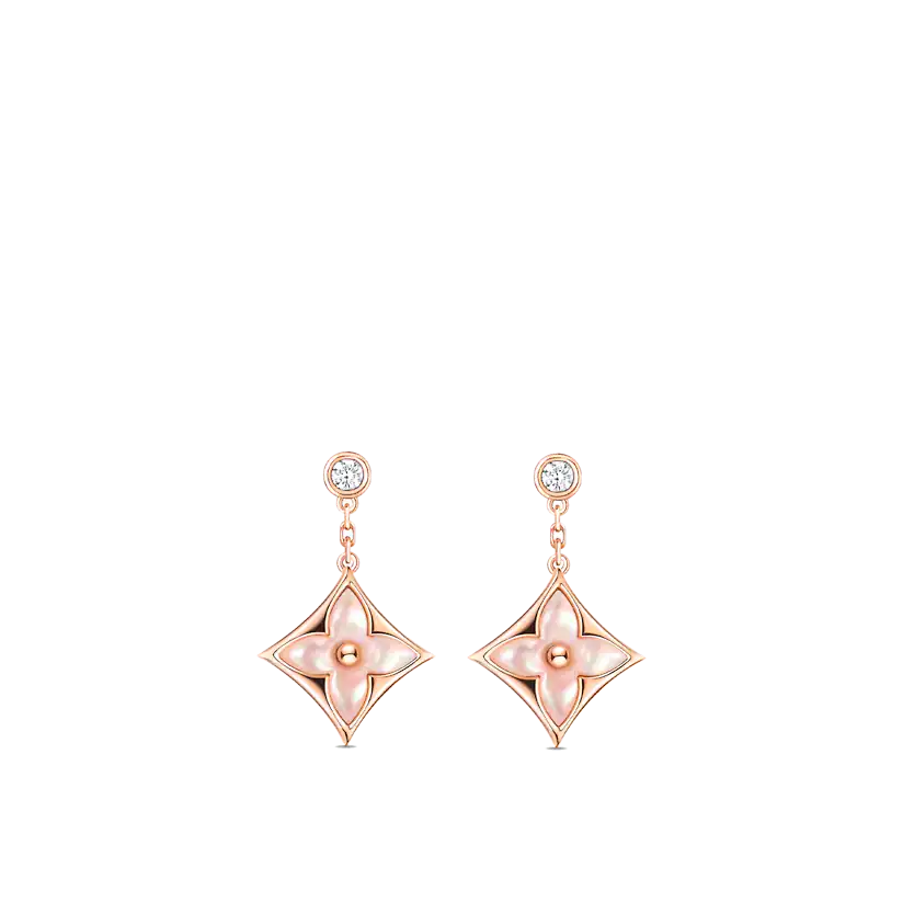 [BLUE TEARS]DOUBLE STAR PINK GOLD MOP DROP EARRINGS