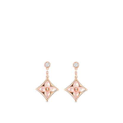 [BLUE TEARS]DOUBLE STAR PINK GOLD MOP DROP EARRINGS