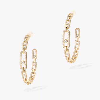 [Blue Tears Jewelry]Move Link Diamond Hoop Earrings