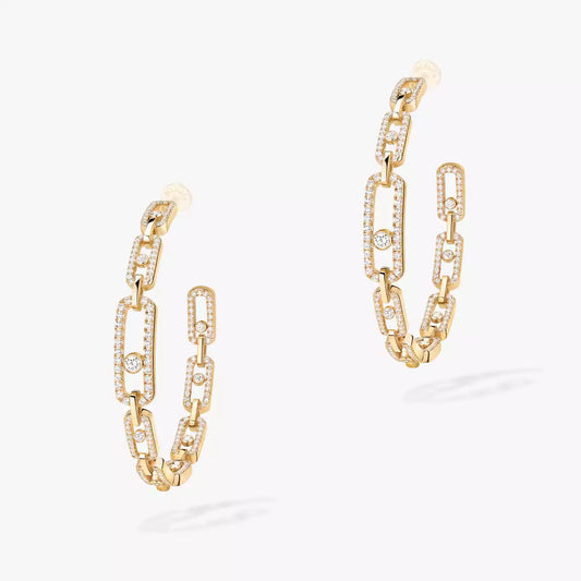 [[Blue Tears Jewelry]Move Link Diamond Hoop Earrings