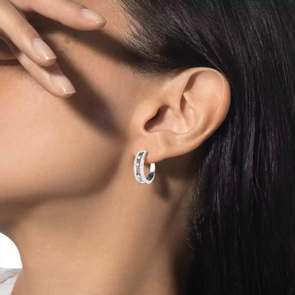 [Blue Tears Jewelry]Diamond Pave_ Hoop Earrings Move