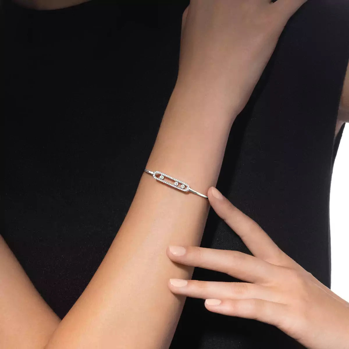 [Blue Tears Jewelry]Move Pavé Diamond Bangle Bracelet M