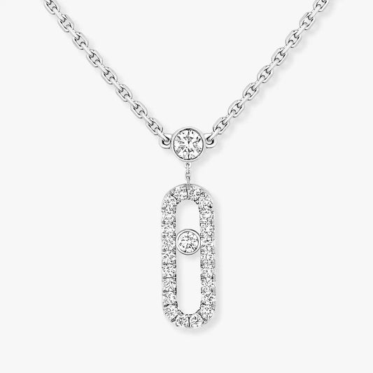 [Blue Tears Jewelry]2 Rows Rose Gold Diamond Pave_ Necklace Move Uno