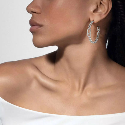 [Blue Tears Jewelry]Move Link Diamond Hoop Earrings
