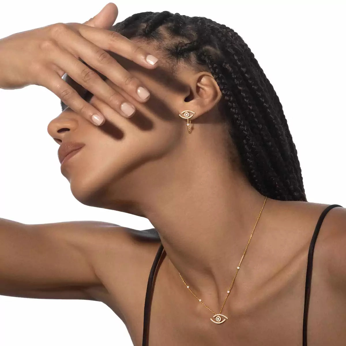 [Blue Tears Jewelry]Pave_ Diamond Necklace Lucky Eye