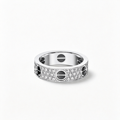 [Blue Tears Jewelry]LOVE RING 5.5MM DIAMONDS PAVED CERAMIC
