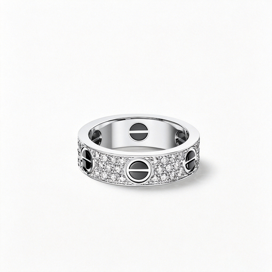 [Blue Tears Jewelry]LOVE RING 5.5MM DIAMONDS PAVED CERAMIC