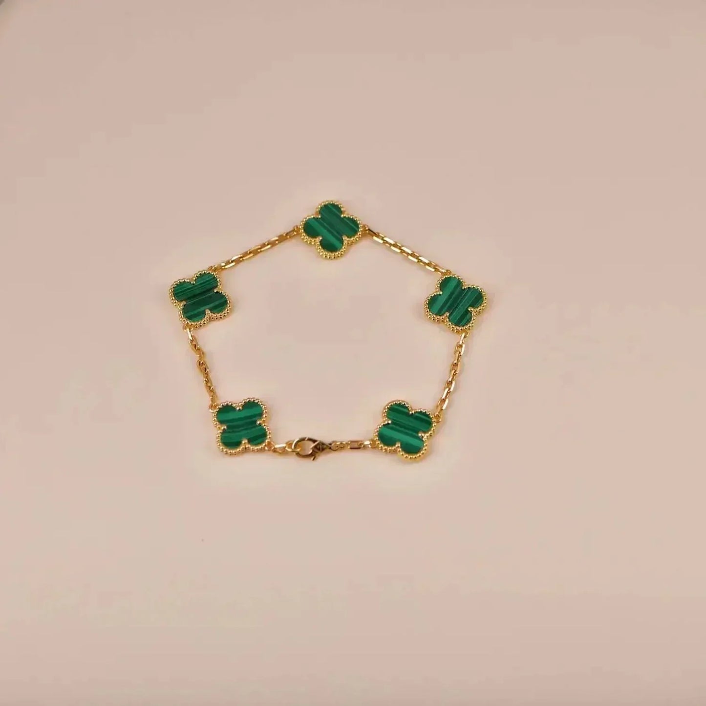 [BLUE TEARS]CLOVER 5 MOTIFS MALACHITE BRACELET