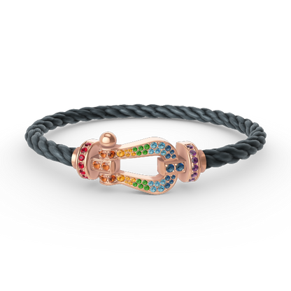 [BLUE TEARS]FORCE LARGE HORSESHOE  COLORED DIAMOND BRACELET ROSE GOLD